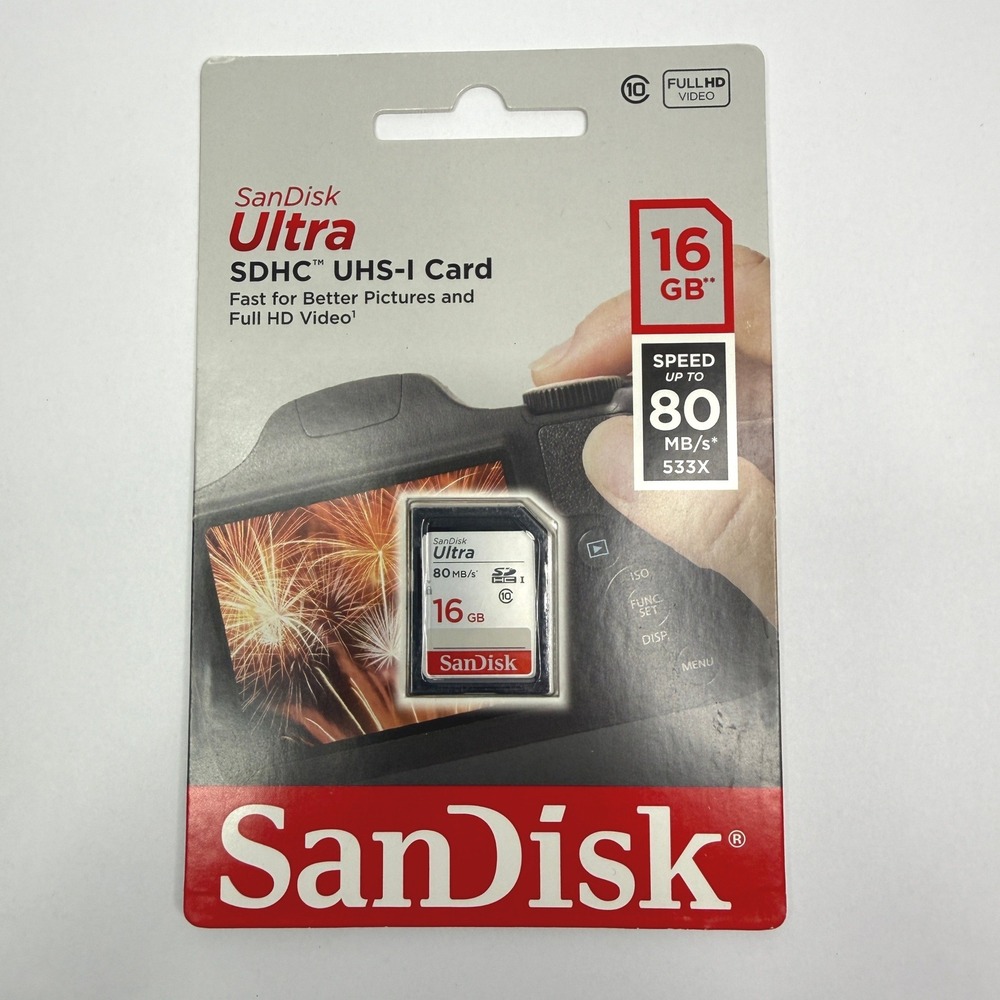 NEW SanDisk Ultra SDHC UHS-I Card 16GB Silver 80MB/s Class 10 SDSDUNC-016G-GN6IN